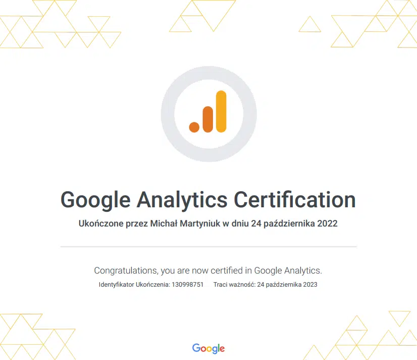Certyfikowany ekspert Google Analytics