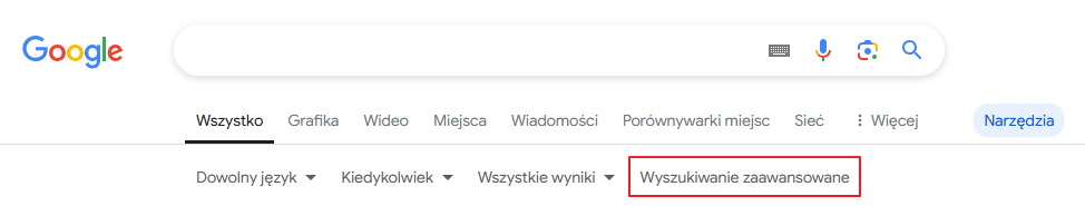 Wyszukiwarka zaawansowana Google