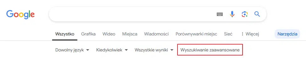 Wyszukiwarka zaawansowana Google