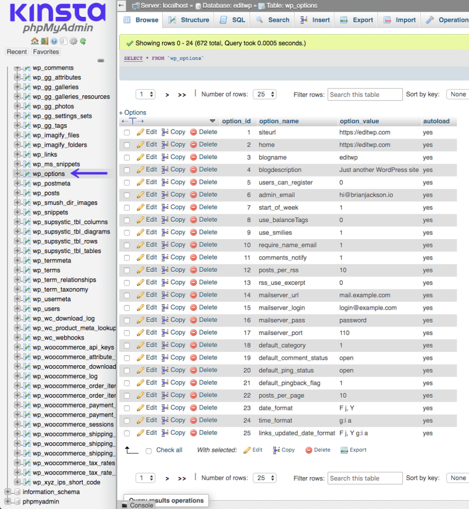 WordPress baza danych