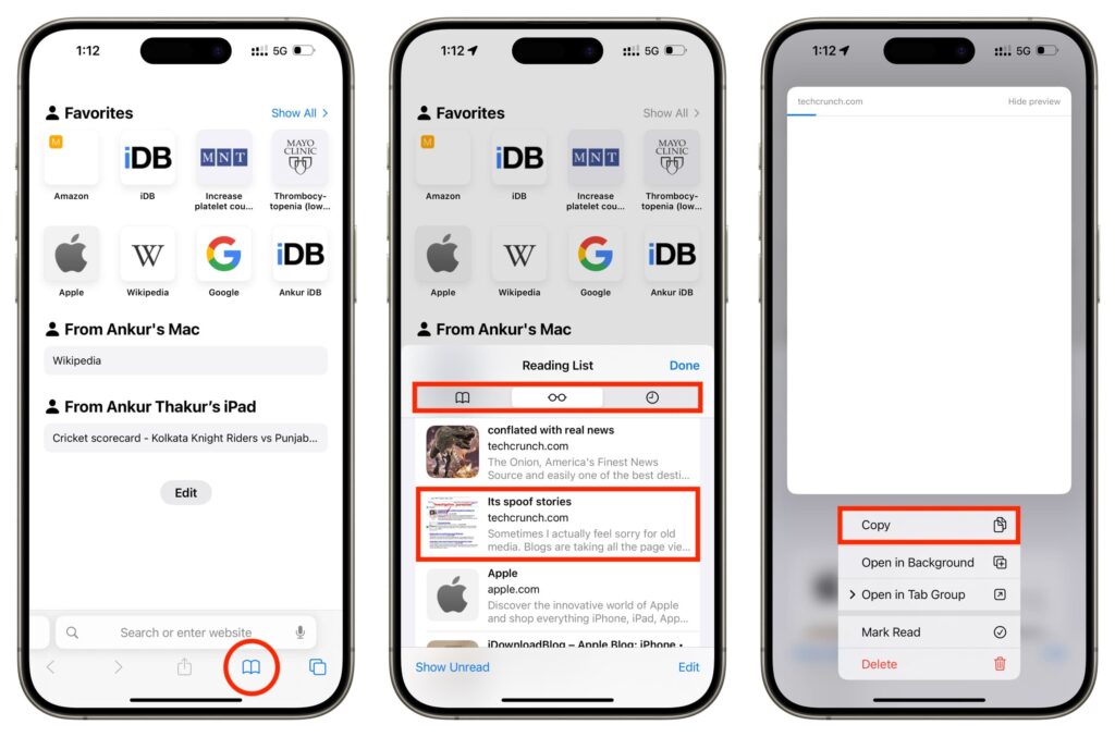 kopiowanie linku ios