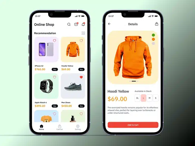 Przykład UI design w aplikacji e-commerce