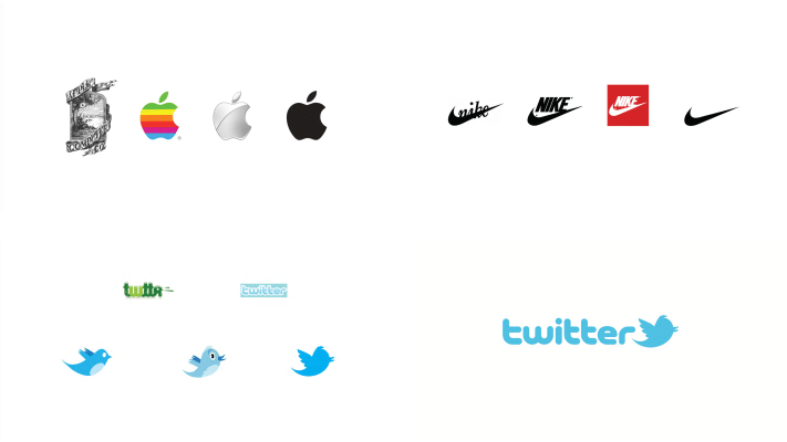 Logo Apple, Nike i Twitter