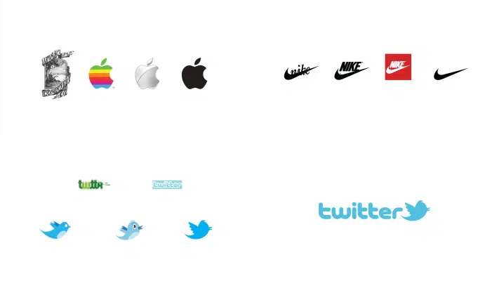 Logo Apple, Nike i Twitter