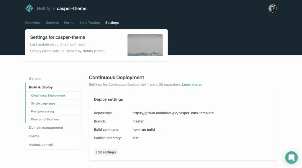 Panel Netlify