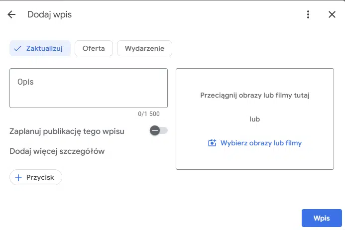 Publikacje i posty w Google