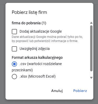 Zbiorcze pobieranie informacji o firmach
