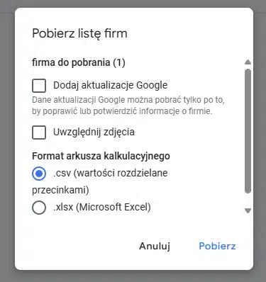 Zbiorcze pobieranie informacji o firmach