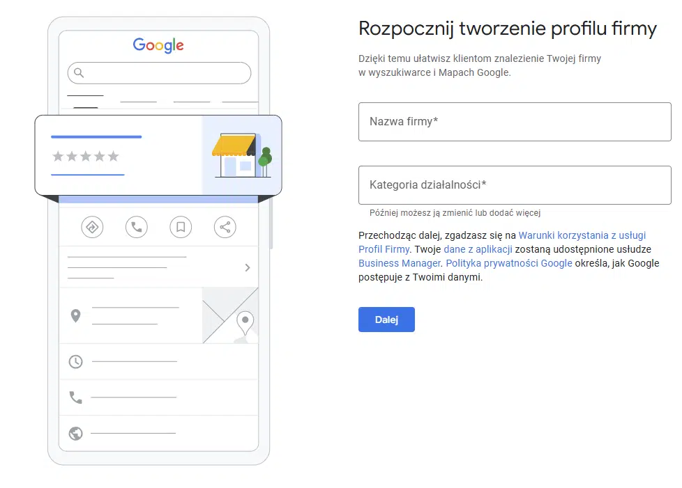 dodanie firmy do Google
