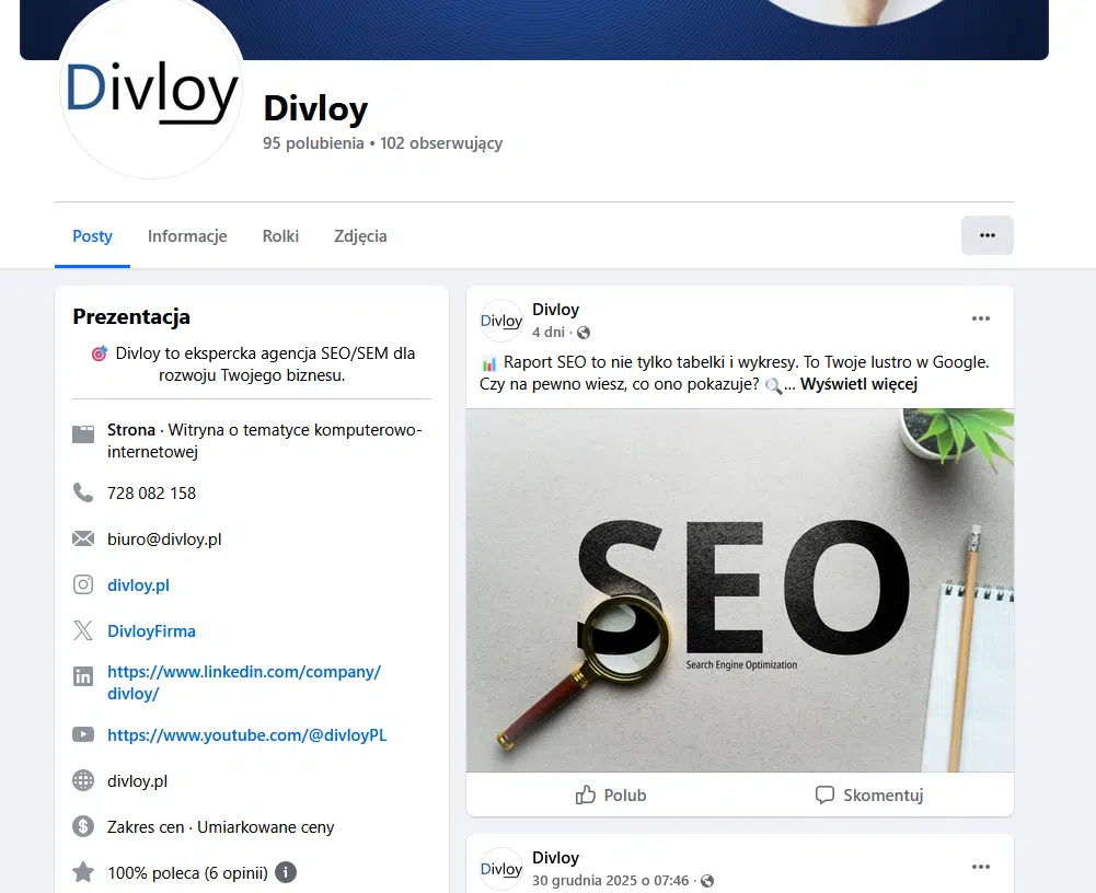 strona firmowa na Facebooku
