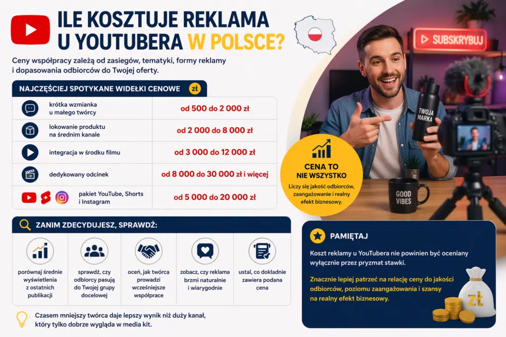Ile kosztuje reklama u YouTubera w Polsce
