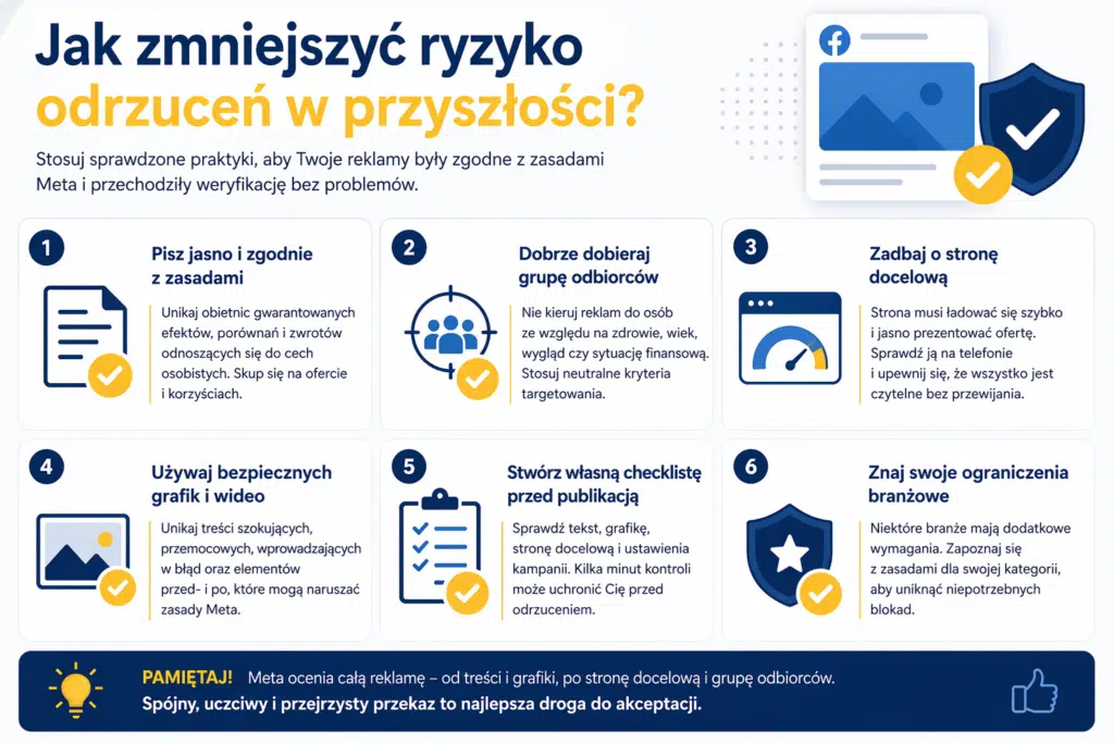 Jak zmniejszyć ryzyko odrzuceń reklam Facebook